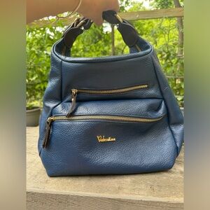 VALENTINA Dark royal blue leather backpack  bag